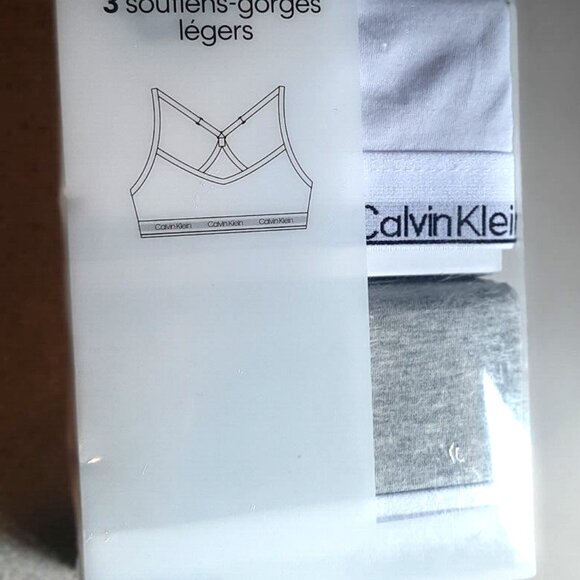 Calvin Klein Underwear Girls 3 Bralettes Size 6X/Small Black/Gray/White - Picture 2 of 2